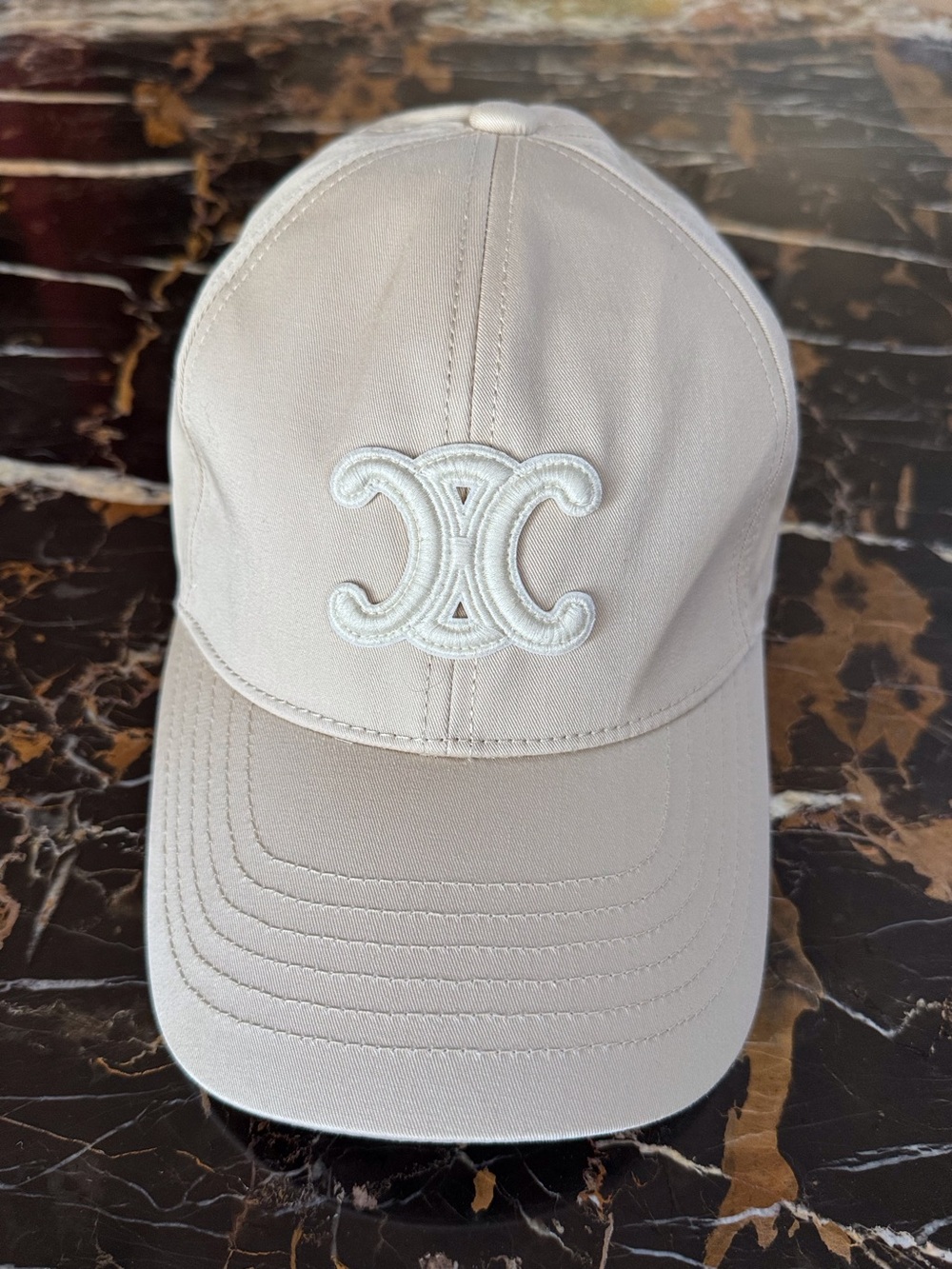Fashion Beige / Khaki Baseball Cap Hat with Embroidered Logo - Picture 3 of 6